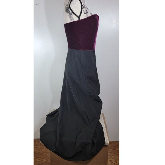 Lanvin Strapless Gown-Velvet Bodice & Draped Skirt Wine/Black Size 40 / US 8 - Picture 5 of 8